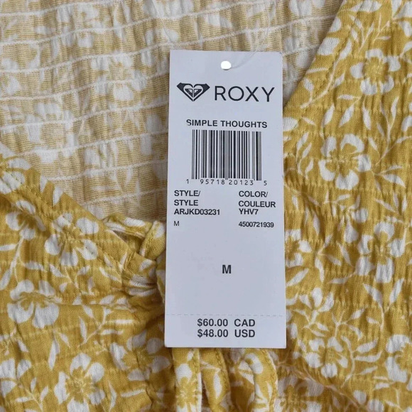 NWT Roxy  Dress Floral Sundress Simple Thoughts Yellow Size Medium - Picture 10 of 14